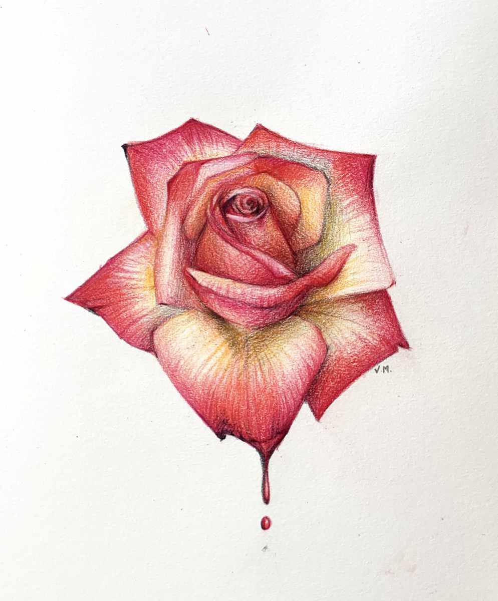 Rose petal charcoal drawing on Craiyon